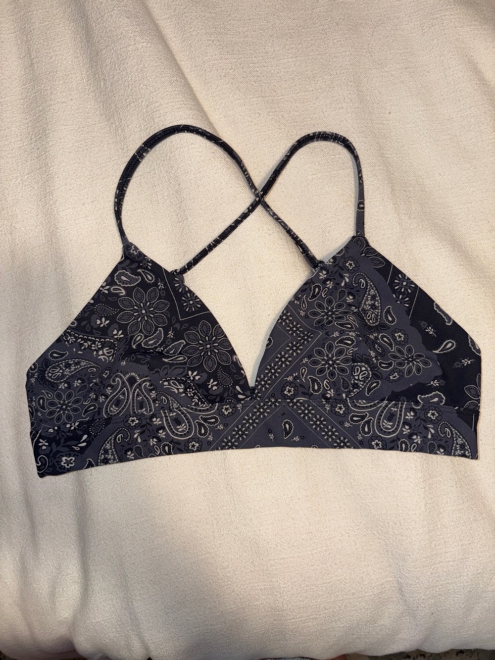 Alo Yoga Bandana Print Black Bralette - Women Intimates